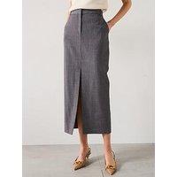 Mango Pinstripe Midi Skirt - Grey
