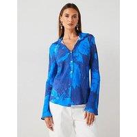 Mango Printed Floral Shirt - Blue