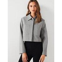 Mango Cropped Collar Jacket - Grey