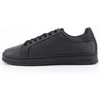 Calvin Klein Woven Heel Leather Lace Sneakers - Black