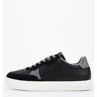 Calvin Klein Jeans Classic Cupsole Suede Trim Lace Up Sneakers - Black/White