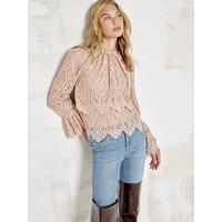 River Island Lace Frill Blouse - Light Pink