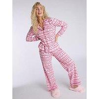 Boux Avenue Fairisle Fleece Pj In A Bag - Pink Mix