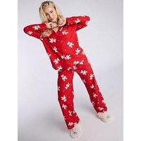 Boux Avenue Teddy Bear Fleece Pj In A Bag - Red Mix