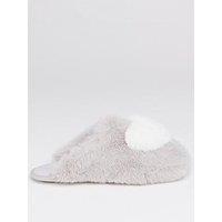 Boux Avenue Plush Heart Mule - Grey Mix