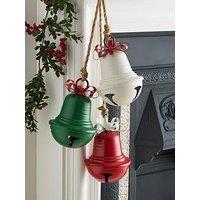 Heaven Sends Hanging Red White And Green Bells On Rope Christmas Decoration
