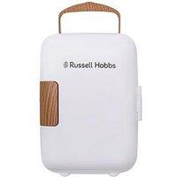 Russell Hobbs Rh4Clr1001Scw 4L Mini Compact Cooler For Drinks And Cosmetics, Scandi Style, White & Wood Effect
