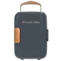 Russell Hobbs Rh4Clr1001Scg 4L Mini Compact Cooler For Drinks And Cosmetics, Scandi Style, Grey & Wood Effect