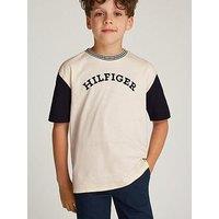 Tommy Hilfiger Boys Monotype Graphic Short Sleeve T-Shirt - Cream/Black