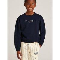 Tommy Hilfiger Girls Script Sweatshirt - Navy
