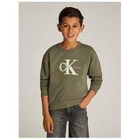 Calvin Klein Jeans Boys Outlined Mono Relaxed Sweatshirt - Khaki