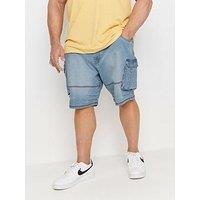 Badrhino Ribbed Waist Denim Shorts - Light Wash