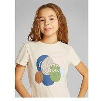 Calvin Klein Jeans Girls Multi Colour Graphic Short Sleeve T-Shirt - Beige