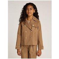 Tommy Hilfiger Girls Short Cotton Jacket - Dark Beige