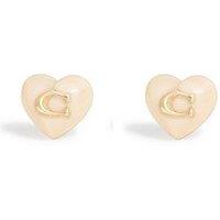 Coach Resin Heart Logo Studs - Blush/Gold