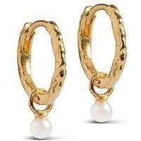 Enamel Copenhagen Belle Hoops, 18Ct Yellow Gold Plated 925 Sterling Silver And Pearl