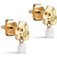 Enamel Copenhagen Mio Pearl Studs, 18Ct Yellow Gold Plated 925 Sterling Silver