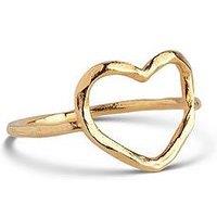 Enamel Copenhagen Heart Ring, 18Ct Yellow Gold Plated 925 Sterling Silver