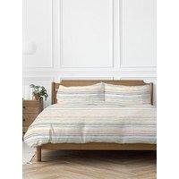 Copenhagen Home Painterly Stripe Coral Peach 100% Cotton Duvet Set