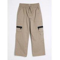River Island Boys Wide Leg Cargo Trousers - Beige