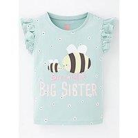 Mini V By Very Girls Bumblebee Big Sister T-Shirt - Blue