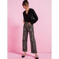 Only Wide Leg Leopard Print Jean - Multi