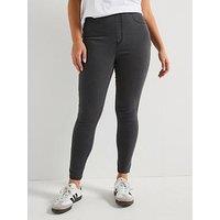 V By Very Curve High Waist Denim Jegging - Grey