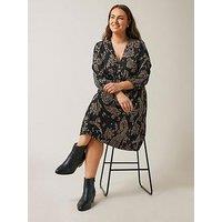 Evans Jersey Crepe Dress - Black Paisley Print
