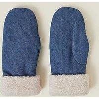 Accessorize Denim Sheepskin Mitten