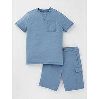 V By Very Boys T-Shirt And Cargo Short Set - Blue