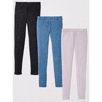 V By Very Girls 3 Pack Acid Wash Leggings - Multi