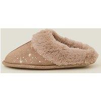 Accessorize Foil Star Mule Slippers - Natural