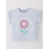 Mini V By Very Girls Frill Crochet Flower T-Shirt - Blue