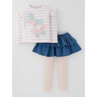 Mini V By Very Girls Frill Butterfly Long Sleeve Top And 2 In 1 Legging And Skirt Set - Multi