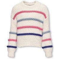 Only Kids Girls Striped Chunky Knitted Jumper - Cream/Multi
