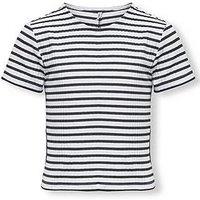 Only Kids Girls Nella Ribbed Striped T-Shirt - Navy