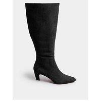 Long Tall Sally Knee High Kitten Heel Boot - Black