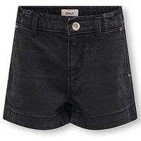 Only Kids Girls Comet Wide Leg Denim Shorts - Black