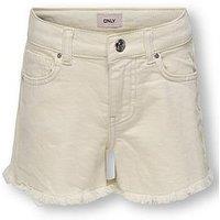 Only Kids Girls Robyn Vintage Denim Shorts - Ecru