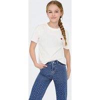 Only Kids Girls Heart Print Short Sleeve T-Shirt - White