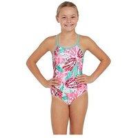 Zoggs Girls Ecolast Sea Petal Yaroomba Floral Swimsuit - Purple Multi
