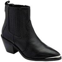 Ravel Cann Leather Western Ankle Boot - Black