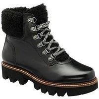 Ravel Clyde Leather Fur Lined Hiker Ankle Boot - Black