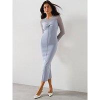 V By Very Twist Front Compact Knit Bodycon Dress - Blue