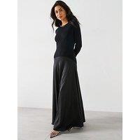 V By Very Contrast Woven Knit Midaxi Dress - Black