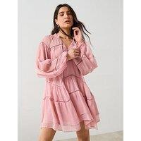 V By Very Ladder Trim Smock Mini Dress - Pink