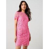V By Very Guipure Lace Shift Dress - Pink