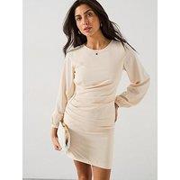V By Very Ruched Side Mini Dress - Cream