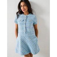 V By Very Boucle Mini Dress - Blue
