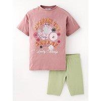 V By Very Girls Embrace The Dreams Longline T-Shirt And Legging Set - Multi